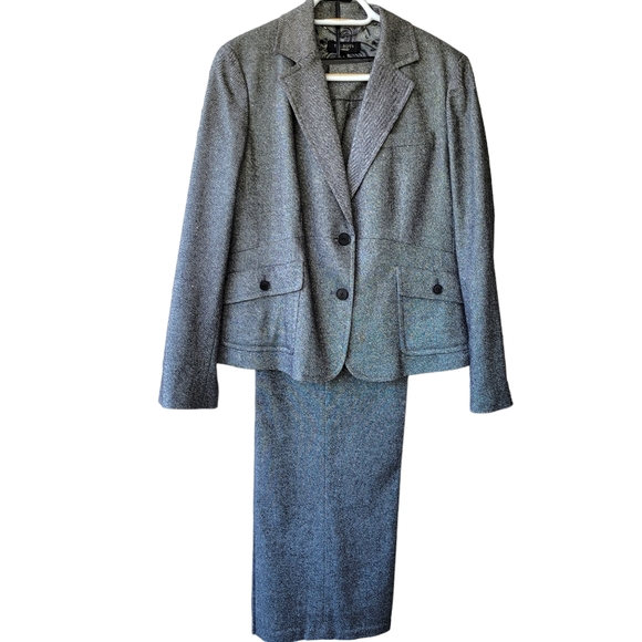 Talbots grey wool blend tweed jacket blazer 2-button single-breasted lined 12 - Picture 16 of 16